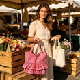 thumbnail image 5 of Tanyzvel Double Tier Gingham Ruffle Drawstring Tote Bag for Women, 5 of 5