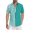 thumbnail image 2 of Teissuly Men's Shirt Digital Non Positioning Striped Printed Short Sleeved Lapel Shirt Hawaiian Beach Regular Casual Shirt Top Blouse, 2 of 5