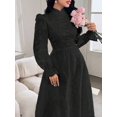 thumbnail image 6 of Black Eyelet Lace Maxi Dress With High Neck And Bell Sleeves, 6 of 30