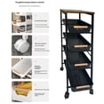 thumbnail image 5 of golytefs 4 Tier Metal Organization Trolley with Pull-out Baskets And Wheels Slim Storage Rolling Cart for Home Office Kitchen Bathroom Laundry (Black), 5 of 8
