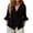 Black, variant on Annhoo Wrap Top for Women Cross-Deep V Neck Side Tie Knot Flared Ruffle 3/4 Sleeve Irregular Hem Dressy Vacation Top