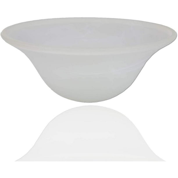 White Alabaster Swirl Glass Bowl Shade, Alabaster Glass Bell Lamp Shade