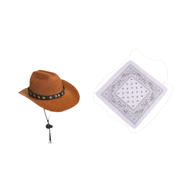 Cuerpo de porche de ganso, con pañuelo de bandana, Halloween, sombrero de vaquero divertido, disfraz de césped de vaquero occidental, para el porche, Traje