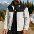 thumbnail image 2 of Ecqkame Men's Outdoor Jackets Waterproof Windproof Stand Collar Jacket Zip-Up Hiking Comfortable Casual Coat White M, 2 of 7