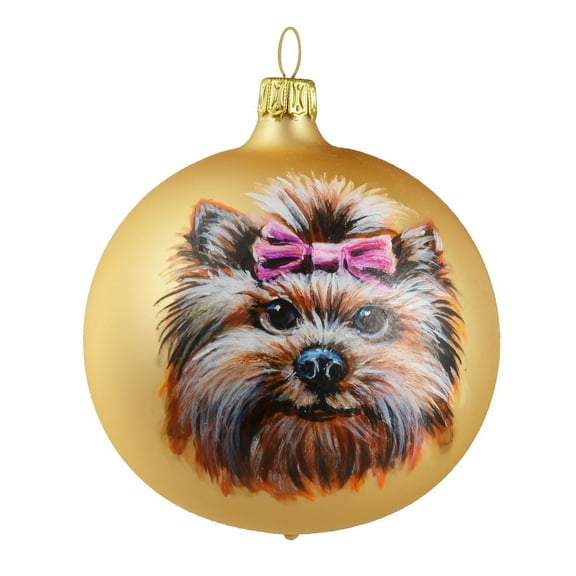 Yorkshire Terrier Glass Christmas Ball