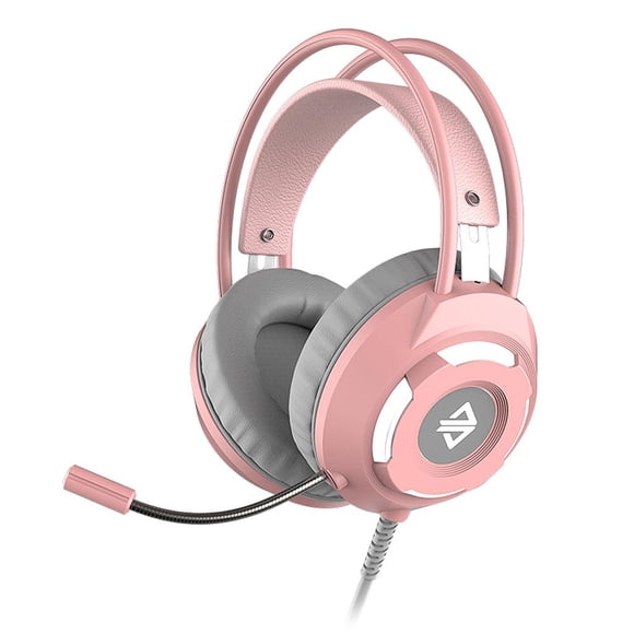 AX120 Gaming Headset with Mic Headphones for PC Laptop Noise Cancelling W/ Bass Pink (3.5mm)