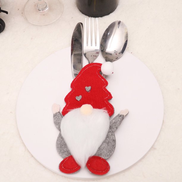 Muñeco sin rostro navideño, cubierta para cuchillo y tenedor, mesa, accesorios de vestir de cocina, cuchillo creativo y bolsa para tenedor, decoraciones, suministros para el hogar