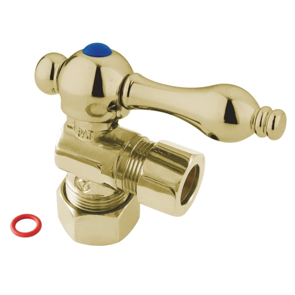 Kingston Brass CC54402 5/8-Inch O.D. Comp x 1/2-Inch O.D. Comp Quarter-Turn Angle Shut-Off Valve in Polished Brass