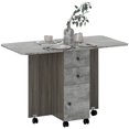 thumbnail image 1 of HOMCOM Foldable Dining Table, Drop Leaf Table on Wheels, Weathered Grey Oak, 1 of 10