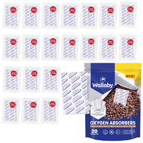 20 Wallaby 2000cc Oxygen Absorbers - Individually Vacuum Sealed - Food Safe for Long-Term Food Prepping & Storage in Mylar Bags, Canning, Harvest Right Freeze Dried & Dehydrated Foods
