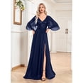 thumbnail image 1 of Robe de Mariage Robes d'Invitée de Mariage pour Femmes Vêtements pour Femmes Manches à Volants Robe Multicolore Robe de Fête Robe de Soirée, 1 of 9