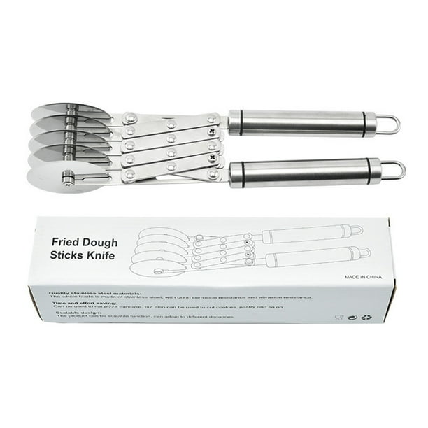 Pisexur Batería de cocina Cortador de tartas de acero inoxidable de 5 ruedas, cortador manual retráctil, rodillo para pizza, cortador de pasta de múltiples ruedas, co para la cocina del hogar