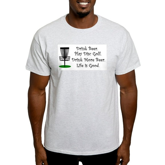 CafePress - Drink Beer Play Disc Golf Light Color T - Men's Classic Graphic T-Shirt