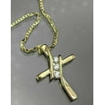 thumbnail image 5 of 14K Yellow Gold Plated 1Ct Round Cut Simulated Diamond Three Stone Elegant Cross Only Pendant, 5 of 5