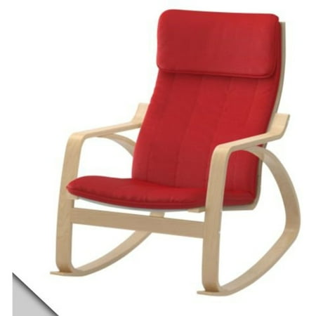 Ikea Poang Rocking Chair Birch Veneer Alme Medium Red