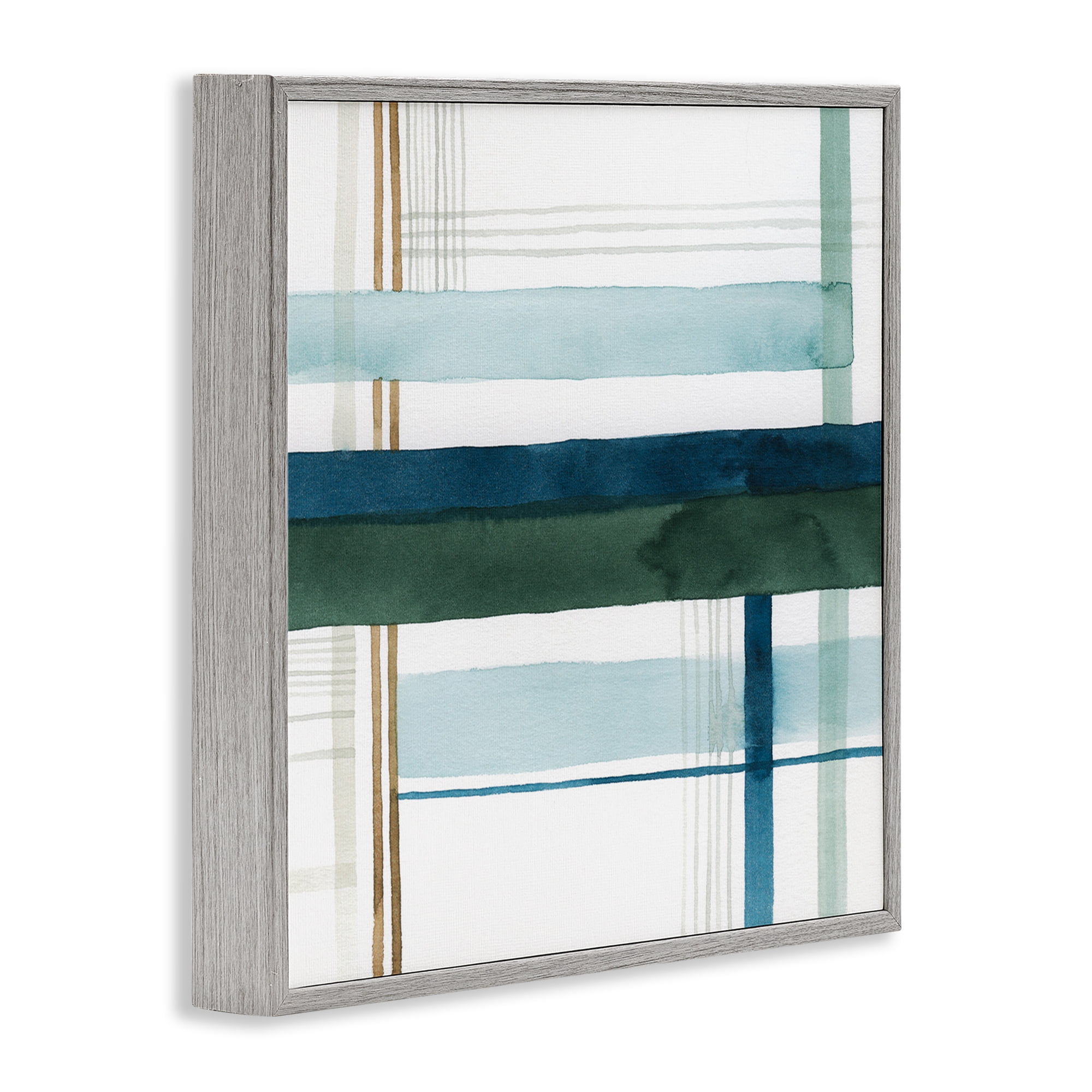 Stupell Industries Woven Green Hue Pattern Abstract Painting Gray Framed Art Print Wall Art, 12 x 12