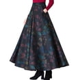 thumbnail image 2 of Joernso Elastic Waist Side Pockets Large Hem Plus Size Retro Skirt Autumn Winter Plaid Print High Waist A-Line Maxi Skirt Female Clothing, 2 of 8