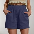 thumbnail image 2 of Summer Clearance 2025! Womens Plus Size Pants,Women's Summer Cotton And Linen Solid Color Ruffled Loose Button Shorts With Pockets, 2 of 5