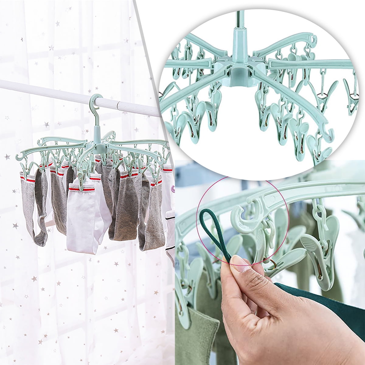 Lieonvis Foldable Drying Rack with 24 Clips Ideal for Lingerie Baby Clothes and Towels in Rwanda at RWF 34856 Rating 4
