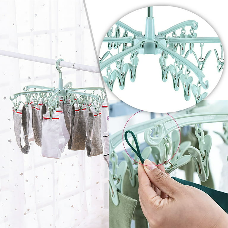 PRINxy Windproof Sock Clips Hanger,Clothes Drying Rack With 360