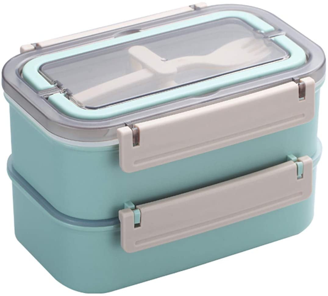 Double-Layered Lunch Box for School Picnic Work Lunch Box Nordic Pink Travel Practical Bento Box with Stainless Steel Container 
