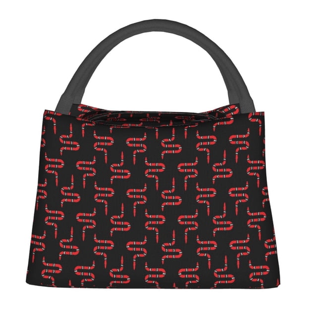 Easygdp Red Snake Bolsa de Almuerzo Insulada Reutilizable, Bolsa de Mano y Bandolera para Oficina, Trabajo, Viajes