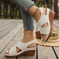 thumbnail image 4 of Womens Orthopedic Wedge Sandals Hollow out Splice Leather Adjustable Slingback Wedges Heels Casual Breathable Open Toe Walking Shoes Beige Size 8.5, 4 of 8