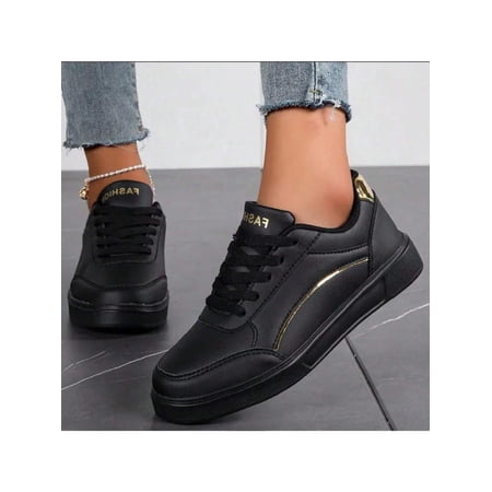 Gold Decorated Women s Canvas Sneakers – Soft Sole Anti-Slip Comfortable Walking Sock Shoes with Colorblock Design for Daily Outfits