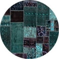 thumbnail image 1 of Ahgly Company Indoor Round Patchwork Light Blue Transitional Area Rugs, 4' Round, 1 of 4