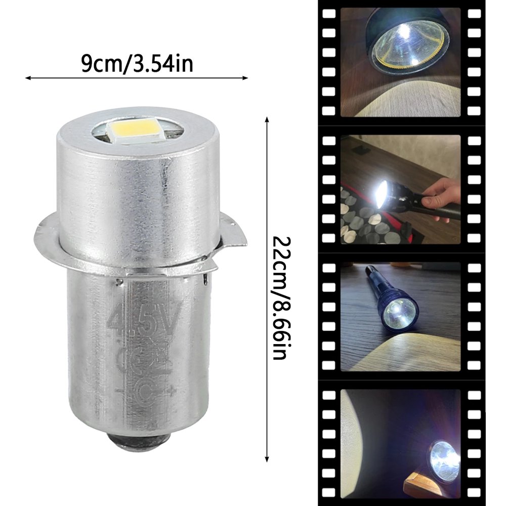 P13.5S LED Flashlight Bulb – Multi-Voltage (3V-24V) – Warm White 1W COB Corn Bulb