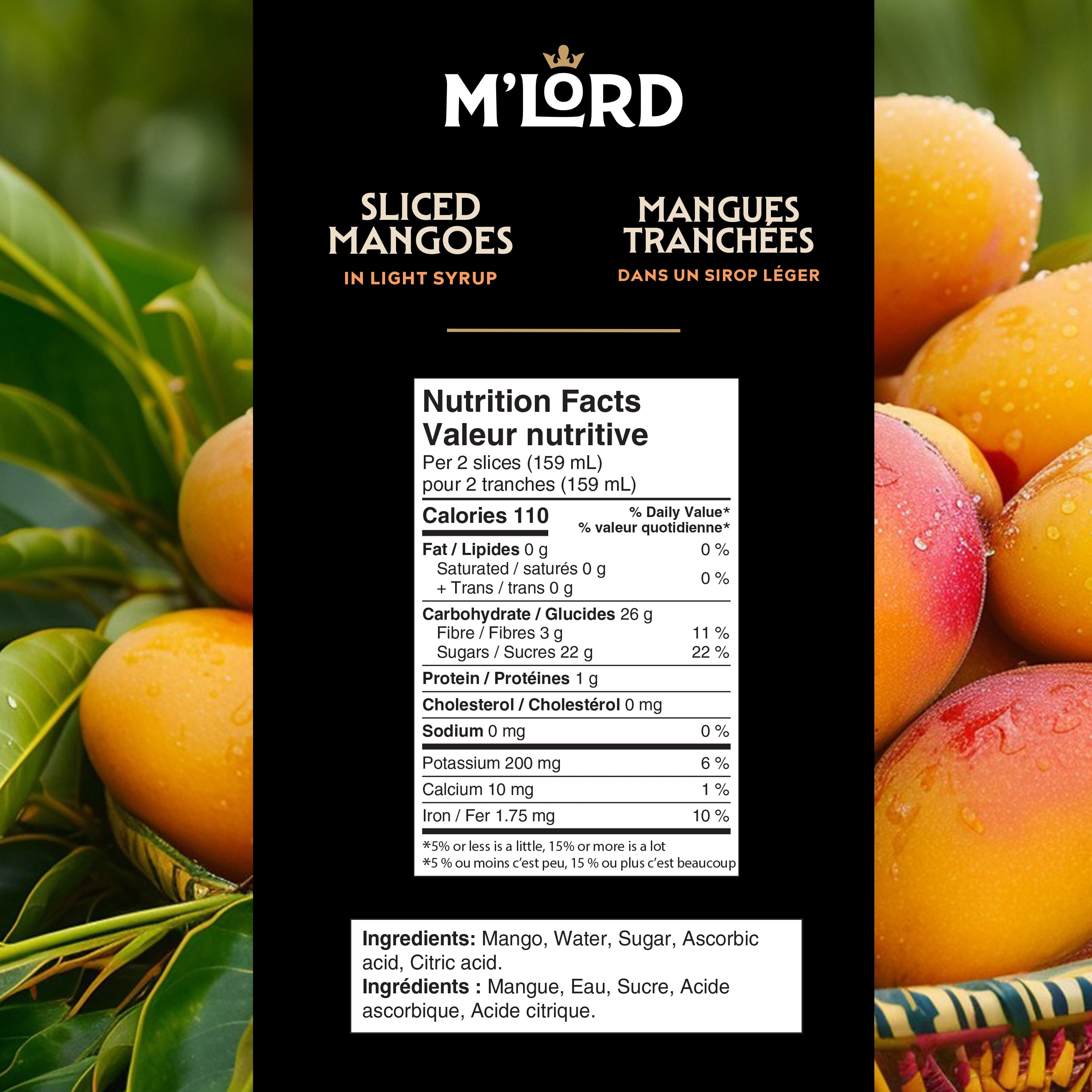 M'Lord Sliced Mangoes in Light Syrup, 398ml