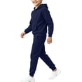 thumbnail image 4 of Mooqilaa Boys Athletic Outfit Sets, 2 Piece Long Sleeve Fleece-lined Casual Boys' Activewear Clothing Sets Navy Size 7-8 T, 4 of 6