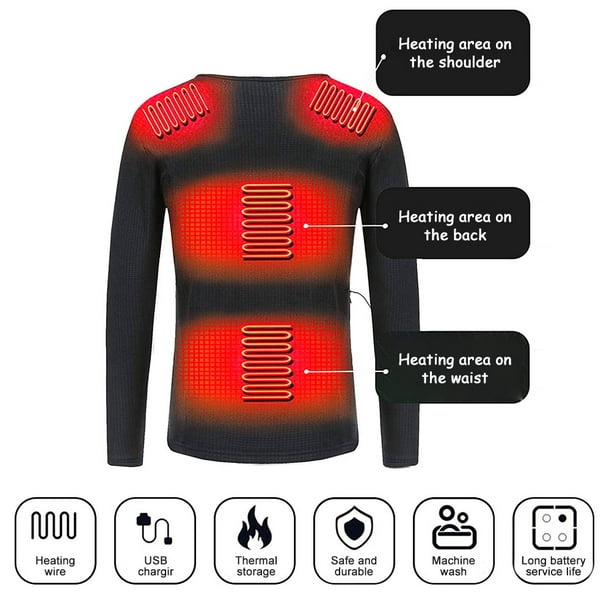 Heated Thermal Underwear Electric Heating Underwear Heated Top Thermal Long  Sleeve Underwear Heating Thermal Underwear Heated Thermal Underwear For Men  Women Temperature Adjustable 