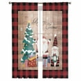 thumbnail image 2 of Red Gnomes Christmas Sheer Curtains 108 Inches Long, Xmas Tree Red Black Plaid Vintage Light Filtering Window Curtains for Living Room, Rod Pocket Voile Sheer Curtain Drapes, 52"Wx108"L, 2 Panels, 2 of 9