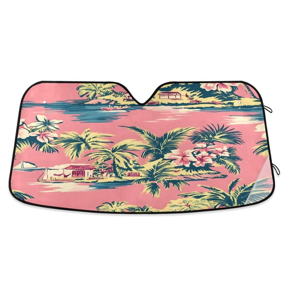 ALAZA Vintage Palm Tree Windshield Sun Shade Car Foldable Visor Block UV Rays Protector 55"x27.6"