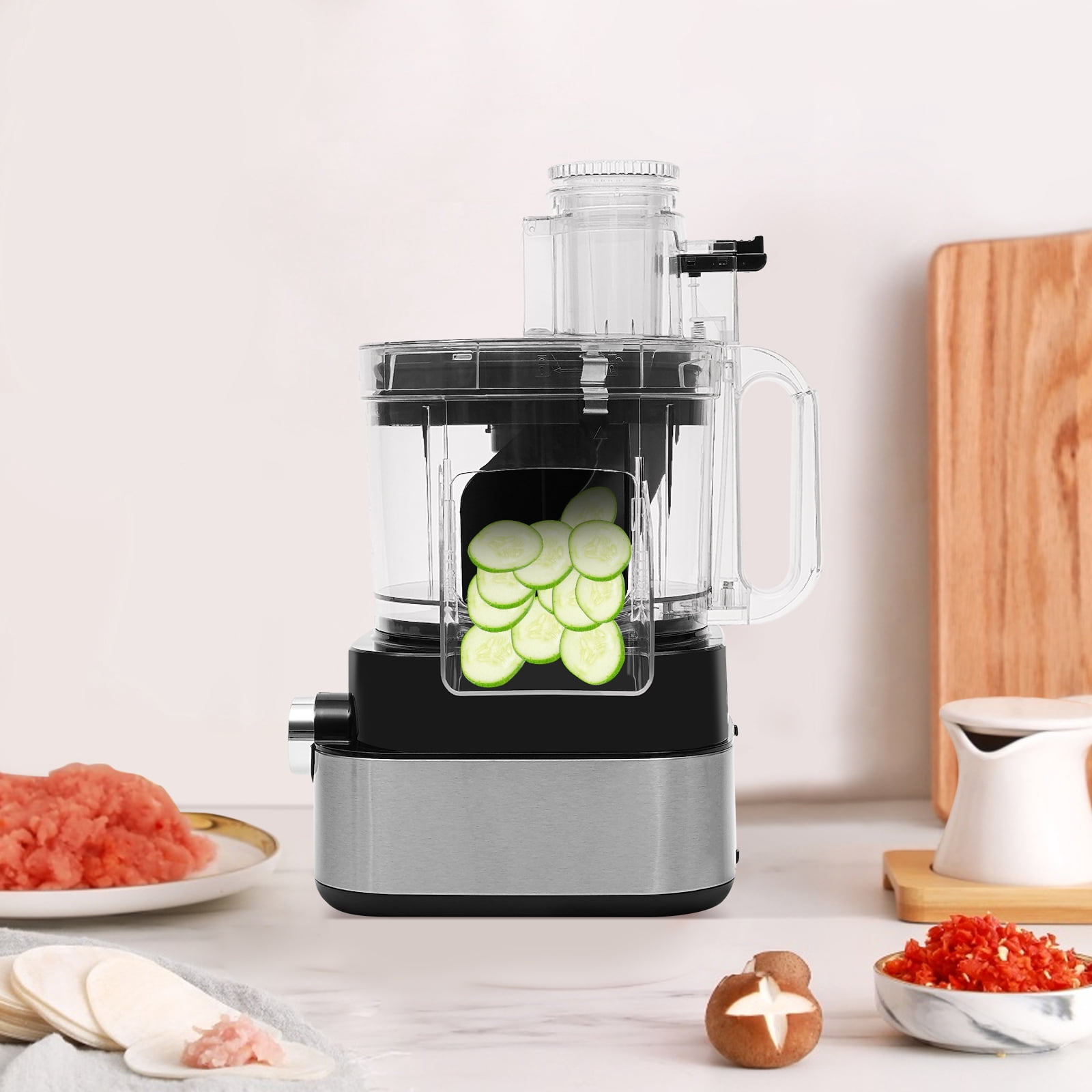 600W Commercial Food Processor 5 in 1 Professional Veggie Shredder Multifunctional Meat Grinder Blender