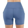 thumbnail image 6 of QLEICOM Womens Athletic Shorts, Plus Size Shorts, Solid Pocket High-waist Hip Stretch Pants Running Fitness Yoga Shorts, Running Shorts, Comfy Beach Shorts, Cycling Shorts Light blue L, 6 of 7