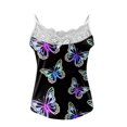 thumbnail image 3 of Gibobby Conjunto de lencería de encaje Conjunto de dos piezas con tirantes de encaje sin mangas sexy con estampado para mujer(Azul oscuro, XL), 3 of 5