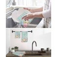 thumbnail image 5 of Easter Eggs Kitchen Dish Towels for Drying Dishes Set of 4, Spring Daisy Eucalyptus Leaves Teal Wooden Waffle Weave Microfiber Hand Tea Bathroom Towels Quick Dry & Absorbent Towel 12x12, 5 of 7