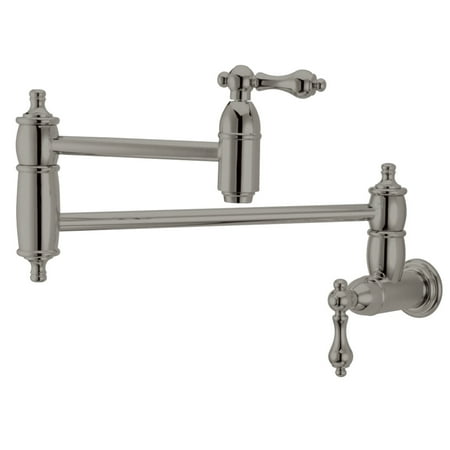 Kingston Brass KS3108AL Restoration Wall Mount Pot Filler Kitchen Faucet, Brushed Nickel