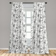 thumbnail image 4 of Ambesonne Hibiscus Curtains, Monochrome Floral Blossom, Pair of 28"x84", Black Charcoal Grey and White, 4 of 4