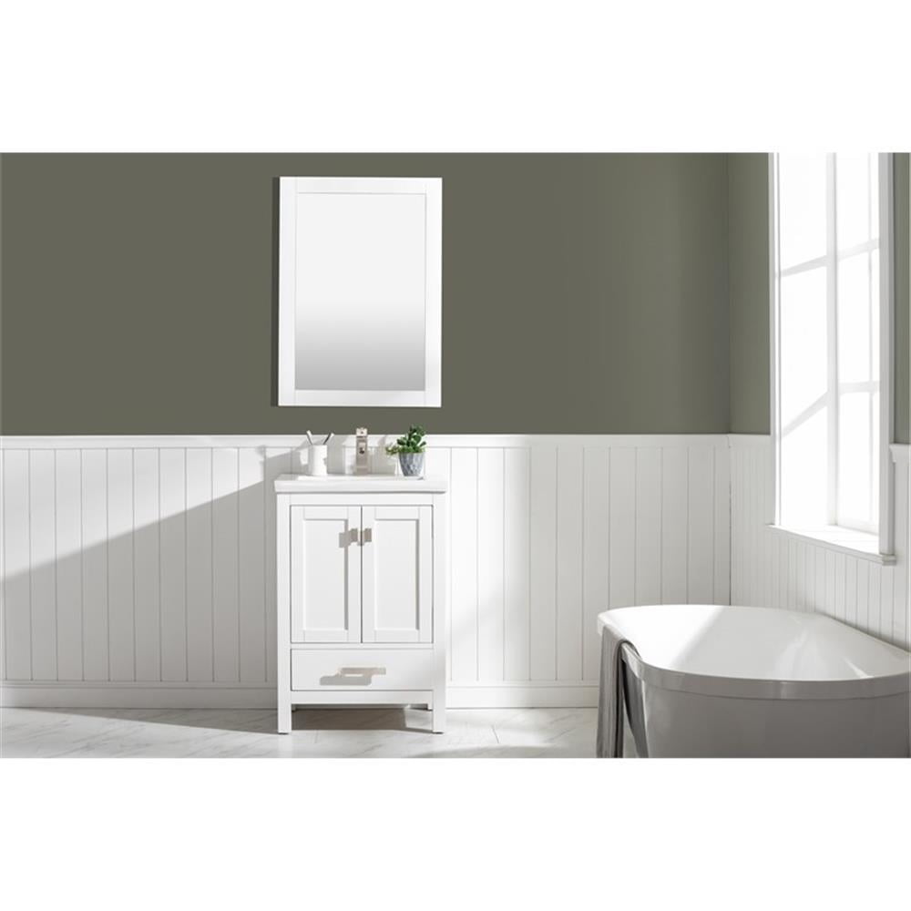 Valentino 24" Single Sink Bathroom Vanity in White with Porcelain integrated Countertop and Sink