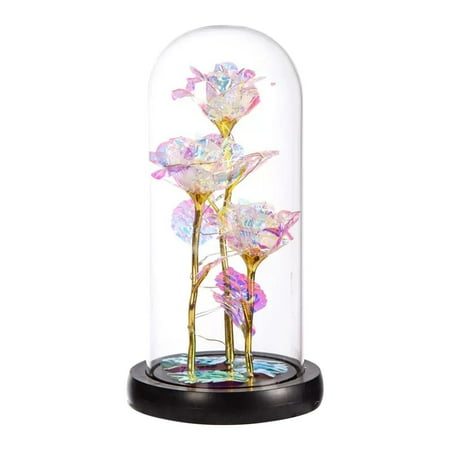 

Golden Rose Glass Cover Ornaments Originality LED Atmosphere Lamp A Gift For Your Girlfriend On Valentine s Day