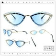 thumbnail image 2 of Womens Bling Rhinestone Rimless Cat Eye Metal Rim Luxury Sunglasses Gold - Blue, 2 of 8