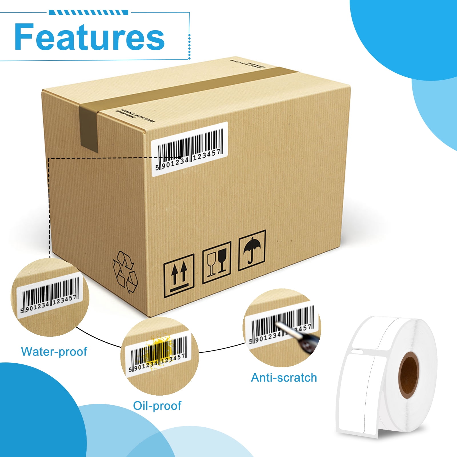 NineLeaf 20 Rolls Compatible for DYMO 30330 3/4 in x 2 in Shipping Address Barcode Direct Thermal Labels, 500 Labels Per Roll