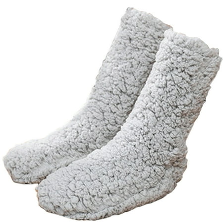 

1 pair Non Slip/Skid Socks Winter Fluffy Cozy Fleece Socks Plush Thick Warm Floor Socks