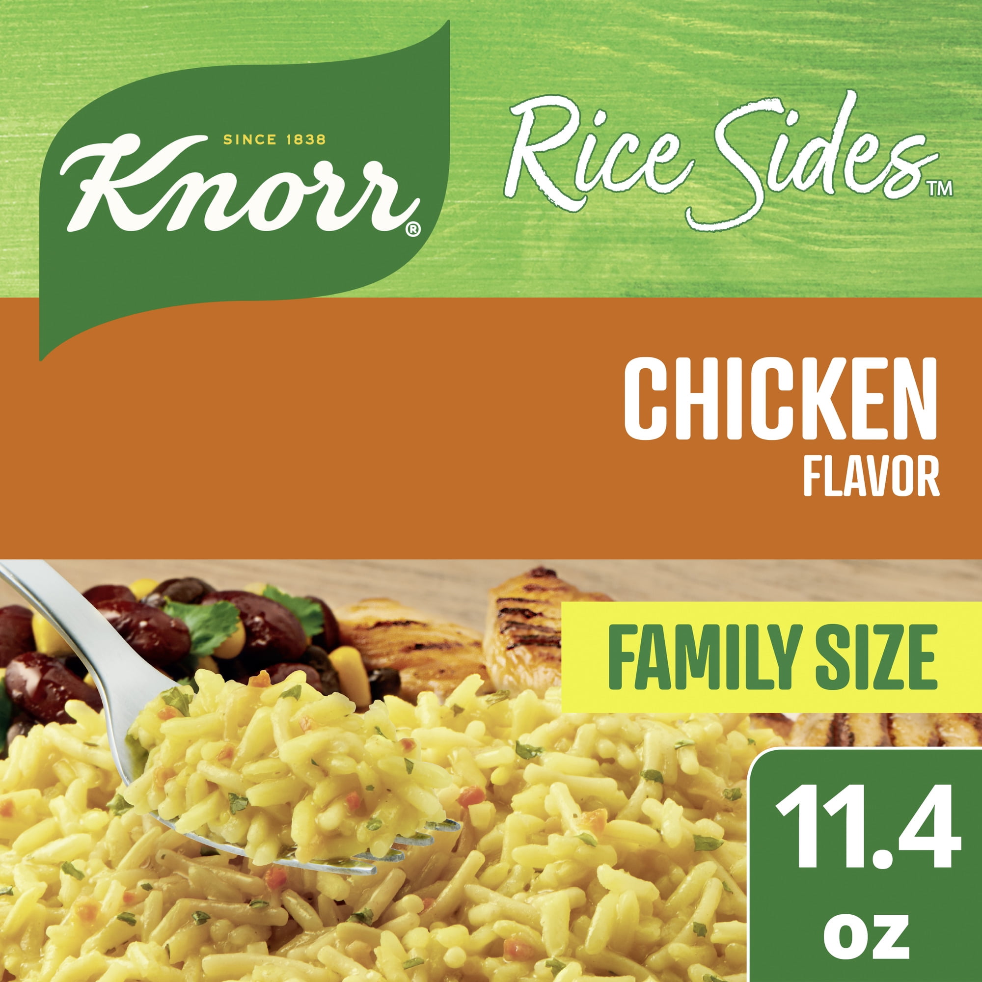 Knorr Chicken Rice & Pasta Blend Rice Sides, Cooks in 7 Minutes, No Artificial Flavors 11.4 oz, Family Size