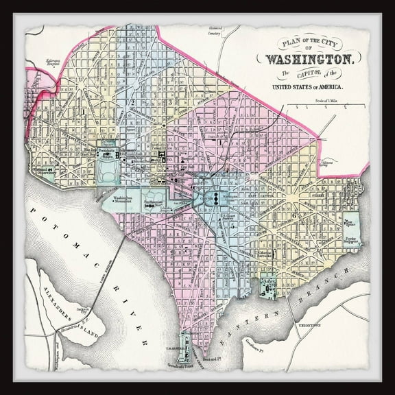 Marmont Hill Washington Colored Outline Framed Wall Art