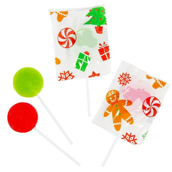 Fun Express Christmas Printed Bright & Colorful Icons Lollipops - 57 Pieces