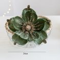 thumbnail image 3 of Flor artificial de Navidad con purpurina, 24 cm, color rojo, verde y dorado, para decoración de árboles de Navidad, de tela de terciopelo de alta calidad, cabeza de flor grande falsa, 1 unidad, 3 of 5